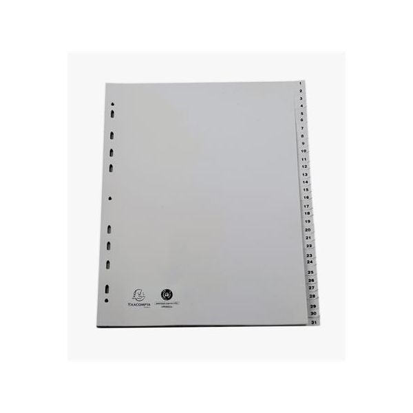 Register, plastový, A4+, 1-31, EXACOMPTA, sivý