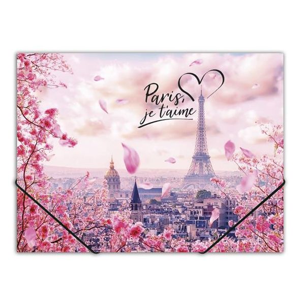 Doska s gumičkou, 15 mm, PP, A4, PANTA PLAST "Take me to Paris"