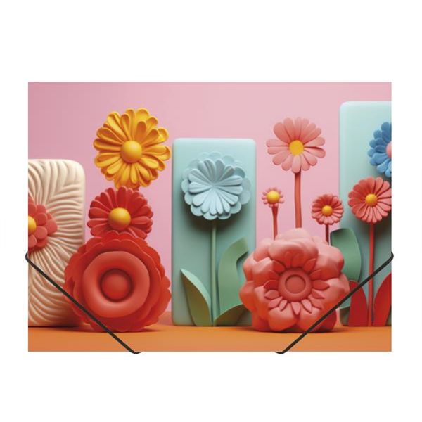 Doska s gumičkou, 15 mm, PP, A4, PANTA PLAST, "Modern Flowers"