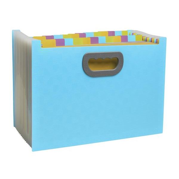Harmonikový box na dokumenty, A4, PP, 24 priehradiek, EXACOMPTA "Pop`NCo", cyánovo modrý
