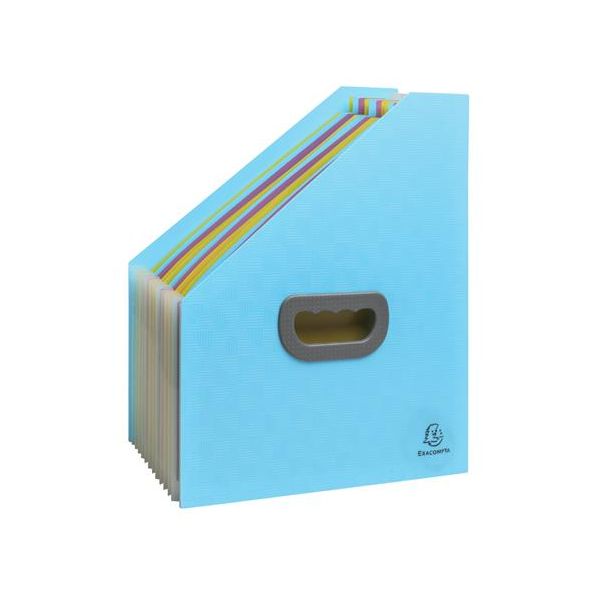 Harmonikový zakladač, 265x325 mm, PP, 12 priehradie, EXACOMPTA "Pop`NCo", cyánovo modrý