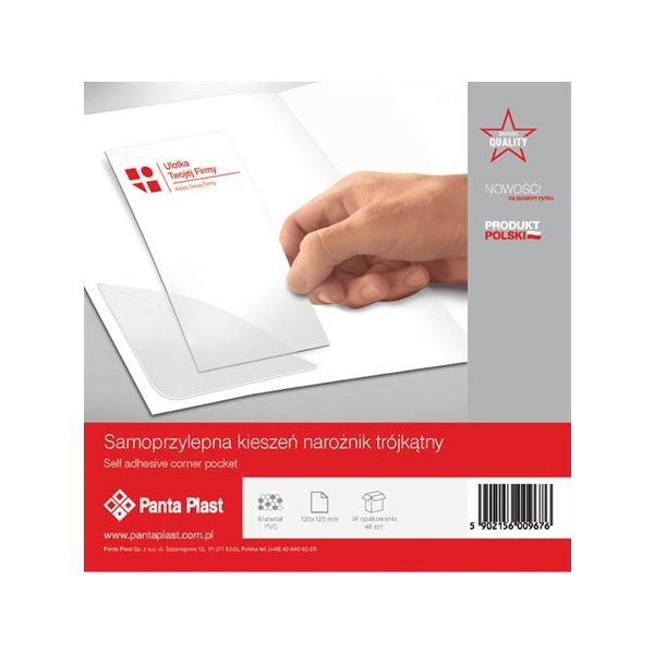 Rohové vrecko, 120x120 mm, samolepiace, PANTA PLAST