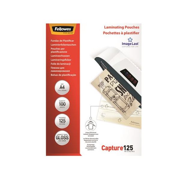 Laminovacia fólia, 125 mikr., A4, lesklá, 100 ks,  FELLOWES