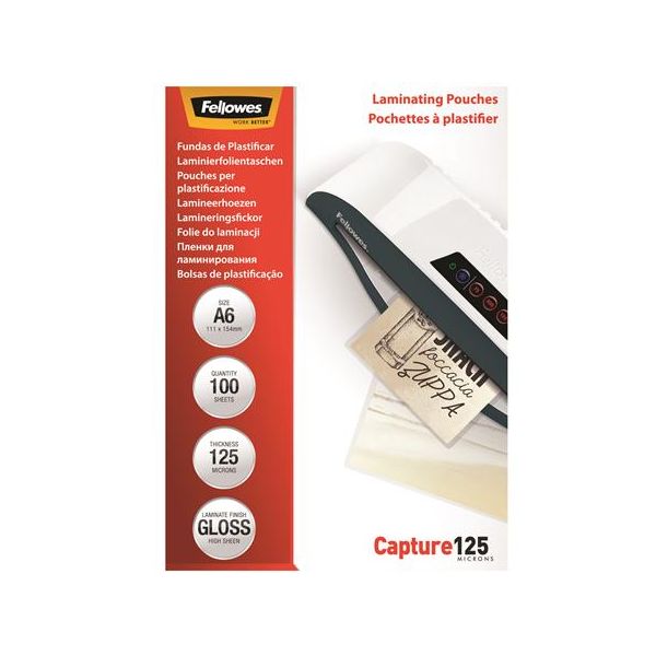 Laminovacia fólia, 125 mikr., A6, lesklá, 100 ks,  FELLOWES