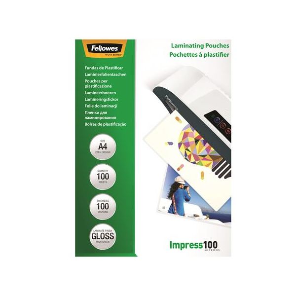 Laminovacia fólia, 100 mikr., A4, lesklá 100 ks,  FELLOWES