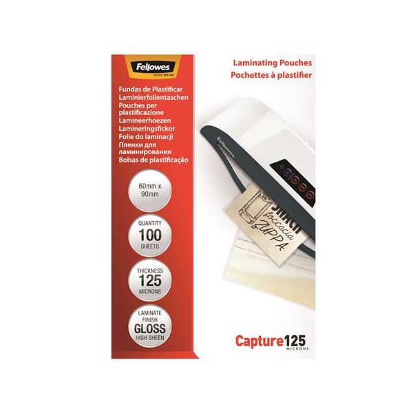 Laminovacia fólia, 125 mikr., 60x90 mm, lesklá, FELLOWES