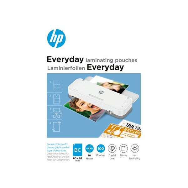 Laminovacia fólia, 80 mikrónov, 60x95 mm, lesklá, 100 ks, HP "Everyday"
