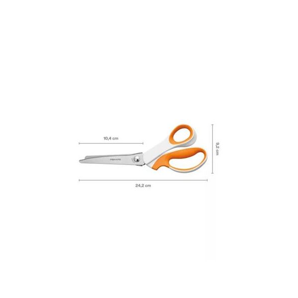 Nožnice, cikcak, 24,2 cm, FISKARS "SoftGrip™", biela/oranžová