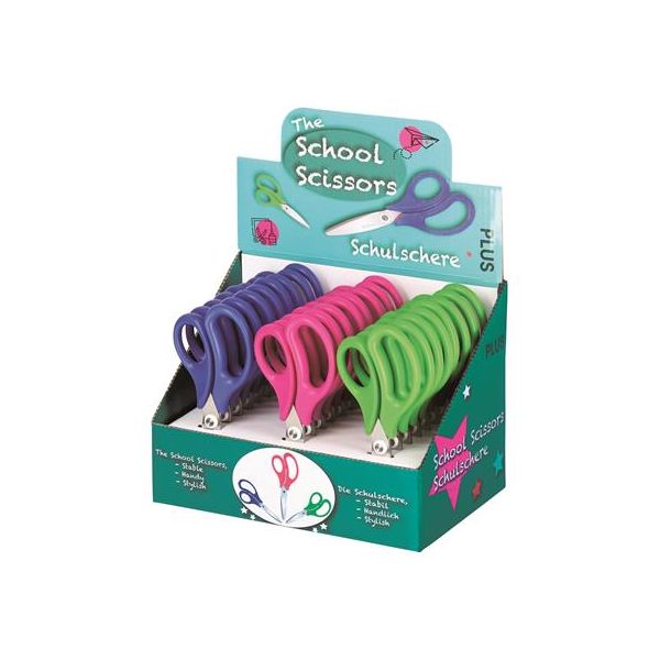 Nožnice, displej, školské, 14,5 cm, PLUS "Fitcut Smart", 3 rôzne farby