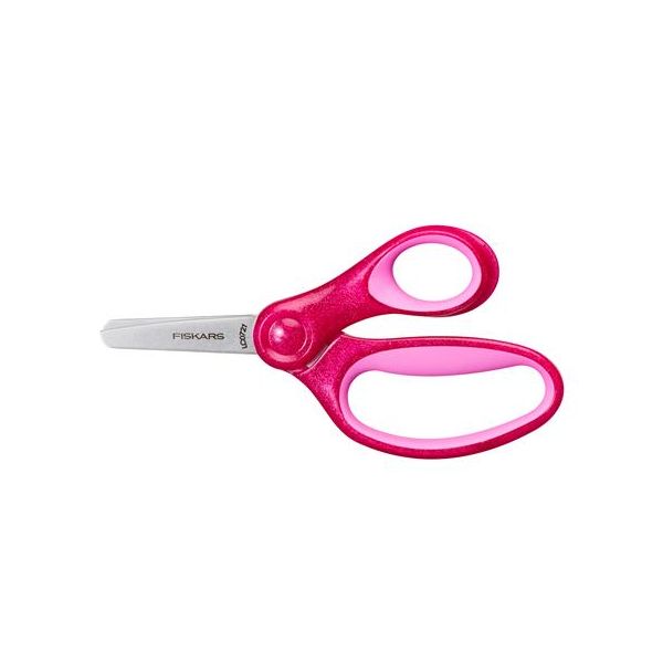 Nožnice, školské, 13 cm, FISKARS "Glitter Kids", ružová
