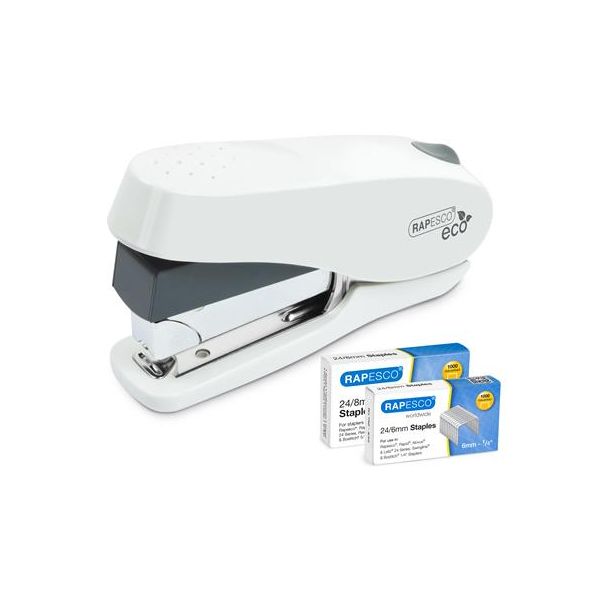 Zošívačka, 24/6, 26/6, 26/8, 50 listov, uľahčené zošívanie, antibakteriálne, RAPESCO " ECO Luna Less Effort", biela