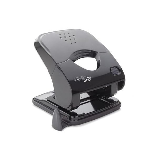 Dierovačka, 2-dierová, 40 listov, uľahčené dierovanie, antibakteriálna, RAPESCO "ECO-X5", čierna