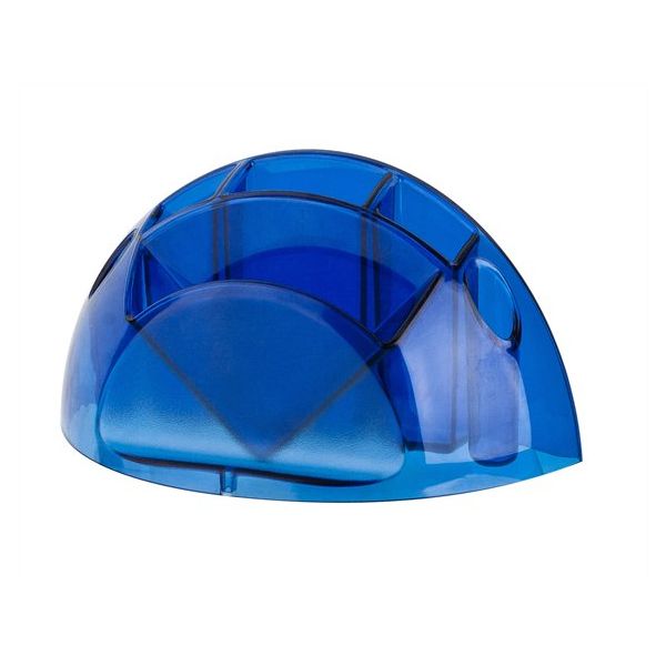 Stojan na písacie potreby a kancelárske bloky, priehladný modrý