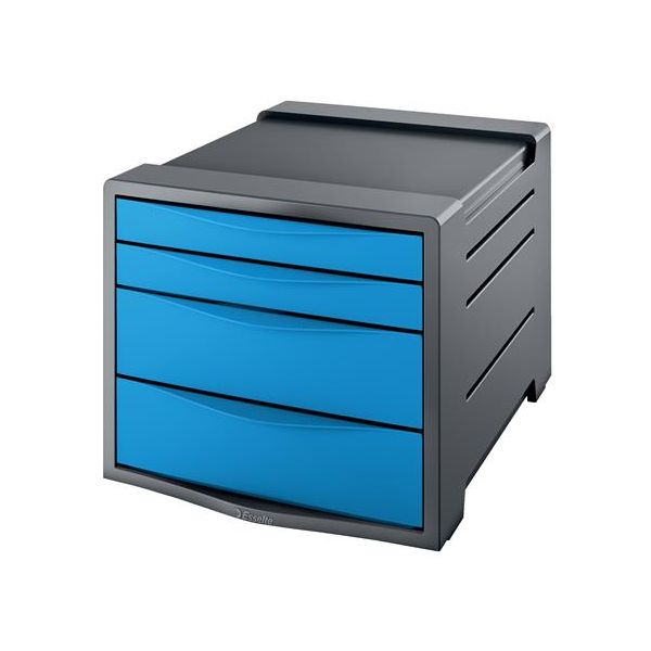 Zásuvkový box, plastový, 4 zásuvky, ESSELTE "Europost", Vivida modrá