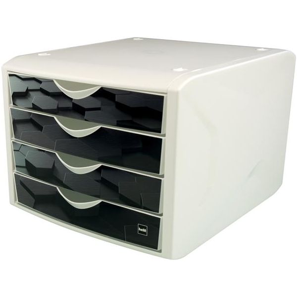 Zásuvkový box, plastový, 4 zásuvky, HELIT "Chameleon", čierna