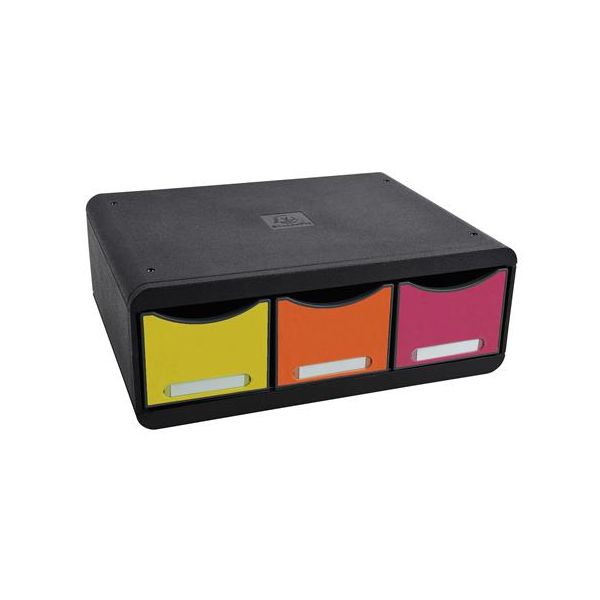 Box na dokumenty, plast, 3 zásuvky, EXACOMPTA "Iderama® "Toolbox", čierny