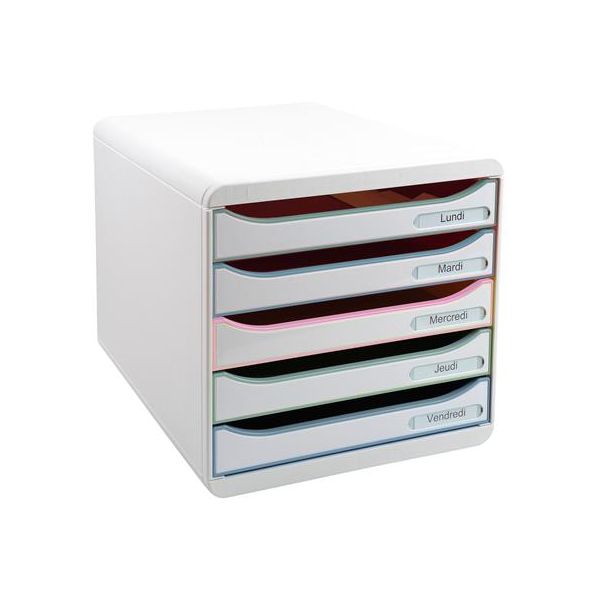 Box na dokumenty, plastový, 5 zásuviek, EXACOMPTA "Big-Box Plus Autentic", sivý