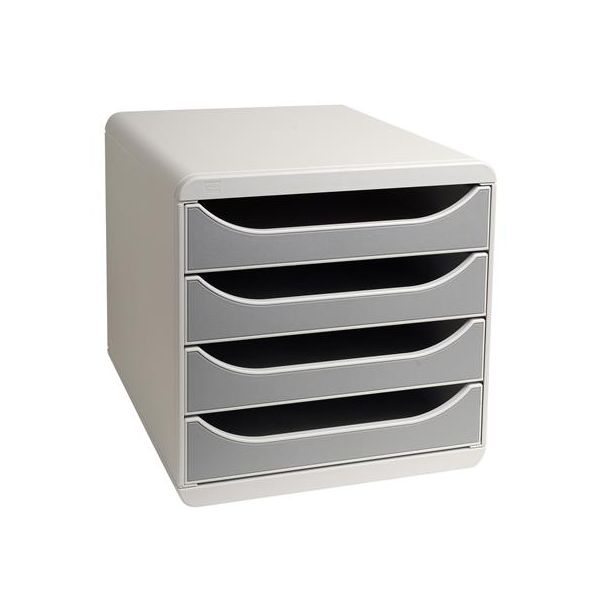 Box na dokumenty, plastový, 4 zásuvky, EXACOMPTA "Big-Box Office", sivý