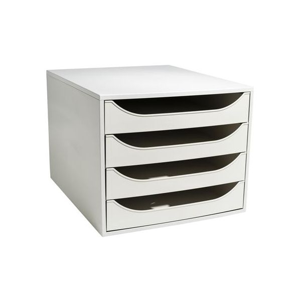 Úložný box na dokumenty, plastový, 4-zásuvkový, EXACOMPTA "Ecobox Office", sivá-sivá