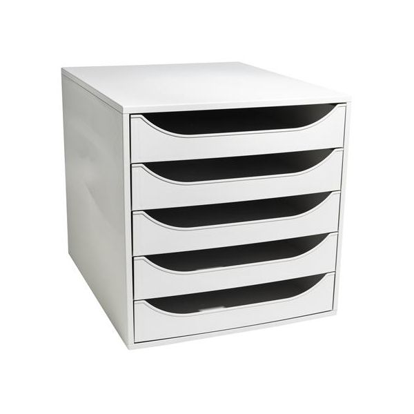 Úložný box na dokumenty, plastový, 5-zásuvkový, EXACOMPTA "Ecobox Office", sivý