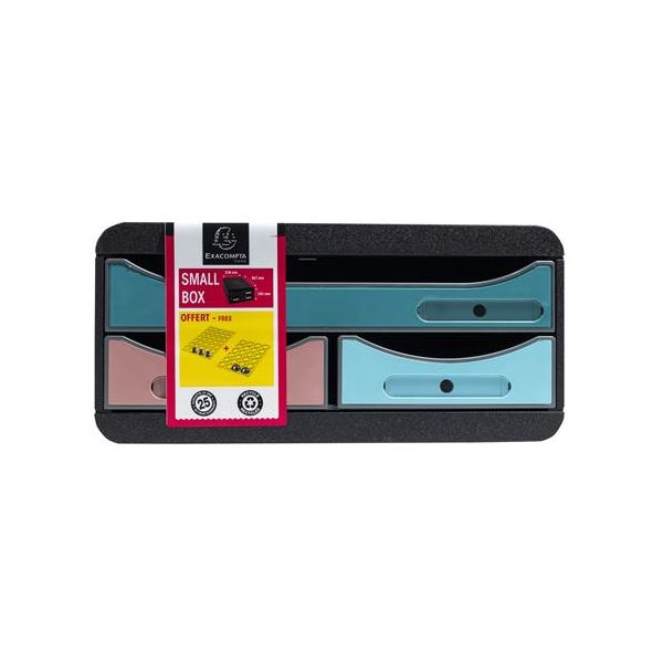 Úložný box na dokumenty, plastový, 3-zásuvkový, EXACOMPTA "Smallbox Skandi", farebný