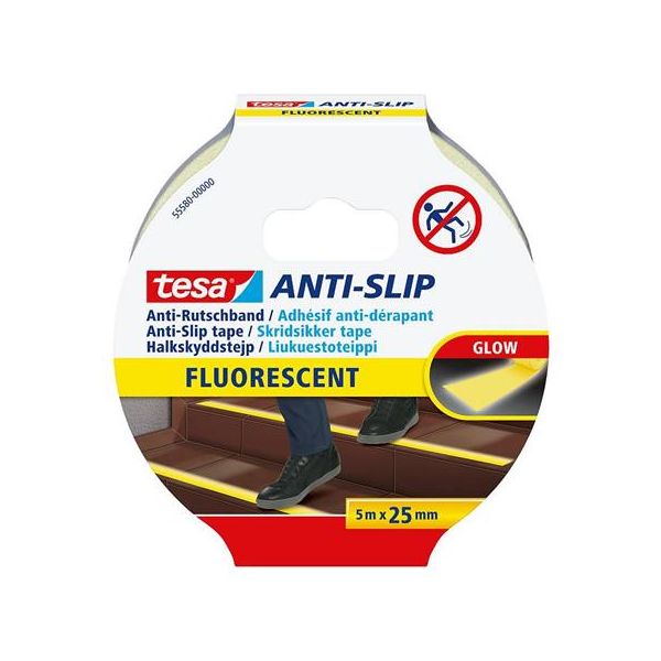 Protišmyková páska, 25 mm x 5 m, TESA "Anti-Slip", fluoreskujúca