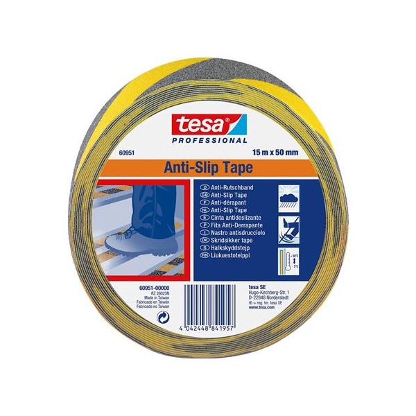 Protišmyková páska, 50 mm x 15 m, TESA "Anti-Slip", čierna-žltá