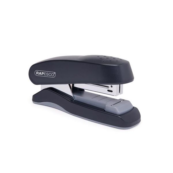 Zošívačka, 24/6, 26/6, 25 listov, uľahčené zošívanie, ploché zošívanie, RAPESCO "Flat Clinch", čierna