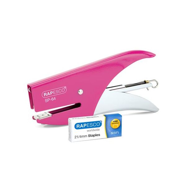 Zošívačka, ručná, 21/4, 12 listov, RAPESCO "SP-64", ružová