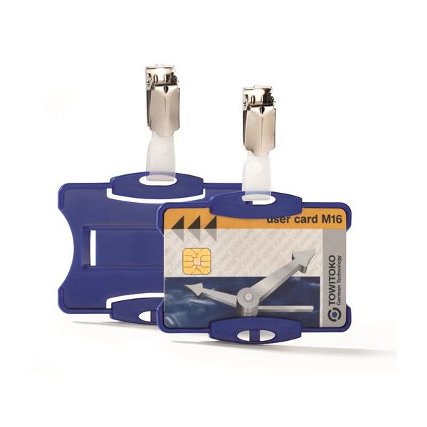 Držiak na identifikačné karty, 54 x 85 mm, s klipom, DURABLE, modrá