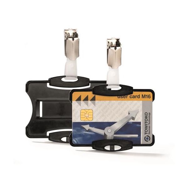 Držiak na identifikačné karty, 54 x 85 mm, s klipom, DURABLE, čierna