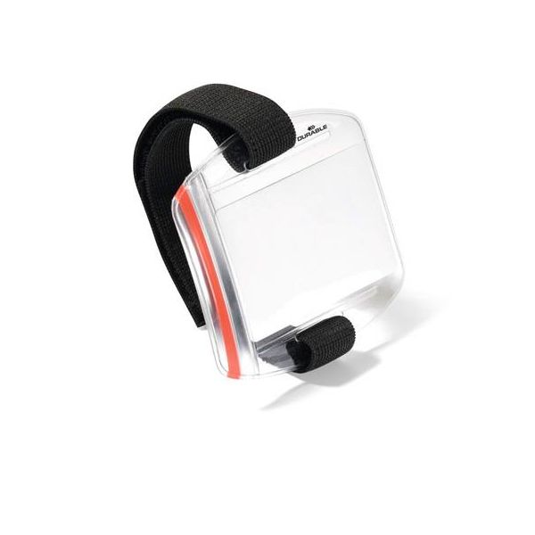 Visačka na identifikačnú kartu, na 1 kartu, upevniteľný na zápästie, DURABLE, priehľadná