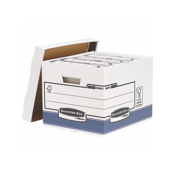 Archívny kontajner, kartónový, štandardný, "BANKERS BOX® SYSTEM by FELLOWES®", modrý