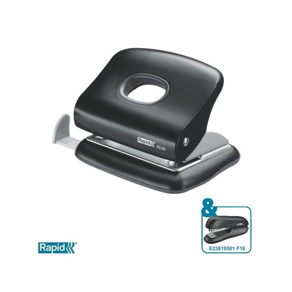 Dierovačka, 2 dierky, 20 listov, RAPID "FC20 Fashion", čierna