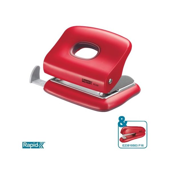 Dierovačka, 2 dierky, 20 listov, RAPID "FC20 Fashion", červená