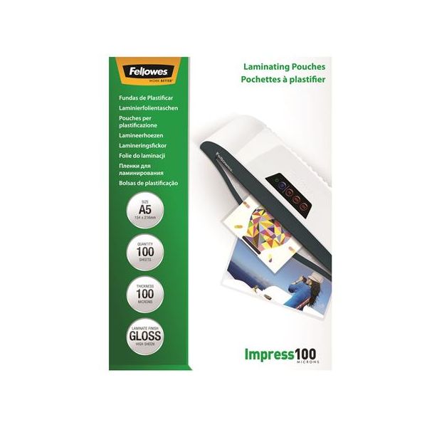 Laminovacia fólia, 100 mikr., A5, lesklá, 100 ks,  FELLOWES