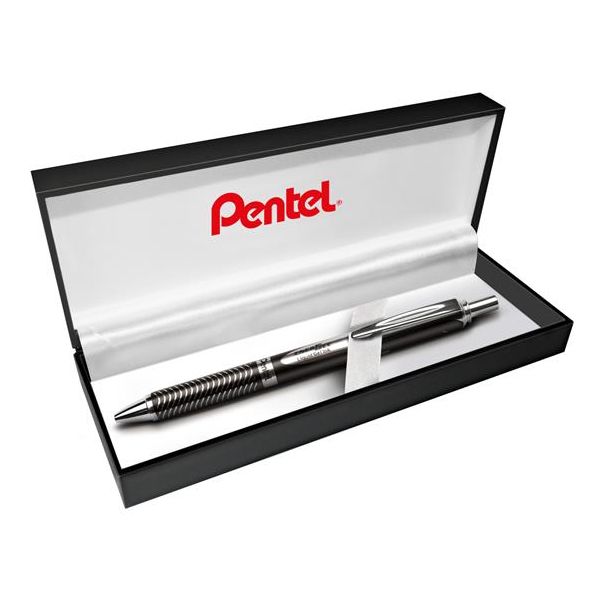 Gélové pero, 0,35 mm, stláčací mechanizmus, telo pera: čierna, PENTEL "EnerGel BL-407" modrá