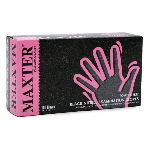 Ochranné rukavice, jednorazové, nitrilové, veľkosť S, 100 ks, nepudrované, čierna