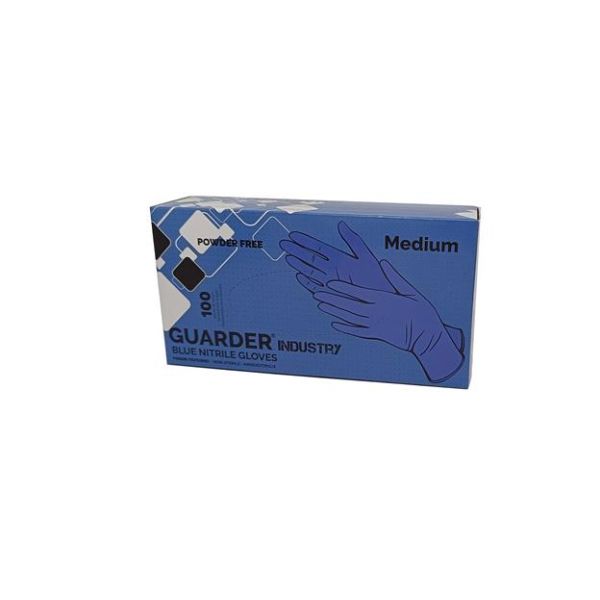 Ochranné rukavice, jednorazové, nitrilové, veľkosť: M, 100 ks, nepudrované, modré