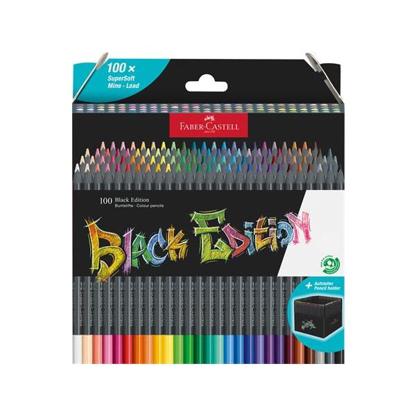 Farebné ceruzky, sada, trojhranné, FABER-CASTELL "Black Edition", 100 rôznych farieb