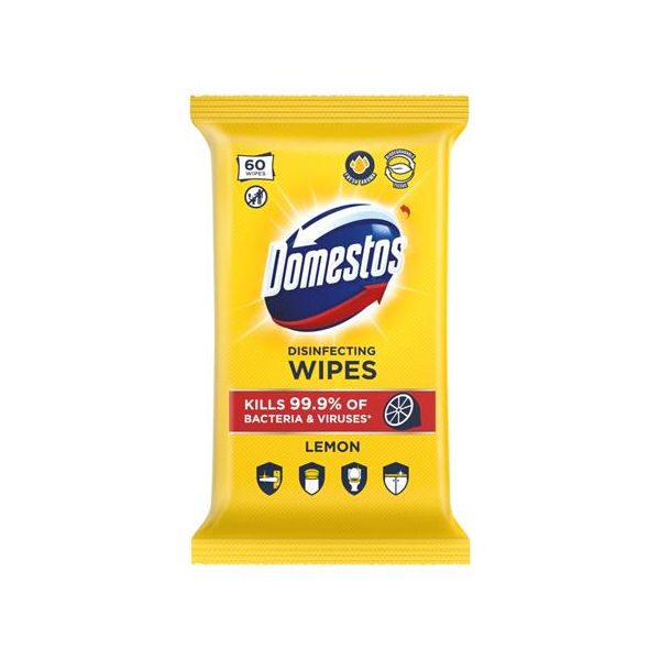 Vlhčené utierky, 60 ks, DOMESTOS "citrus"