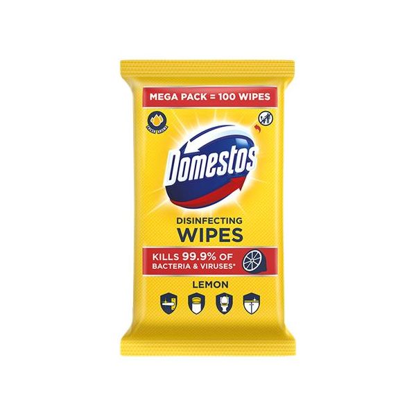 Vlhčené obrúsky, 100 ks, DOMESTOS „XXL citrus“