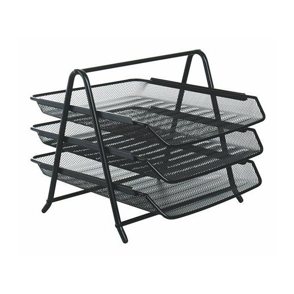 Odkladač, drôtený, 3 ks, VICTORIA OFFICE, čierny