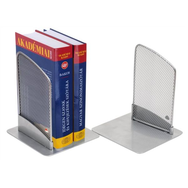 Stojan na knihy, drôtený, 2 ks, ALBA, strieborný