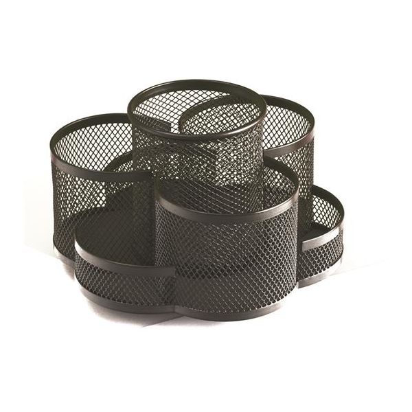 Stojan na písacie potreby, 7 priehradiek, drôtený, otočný, čierny