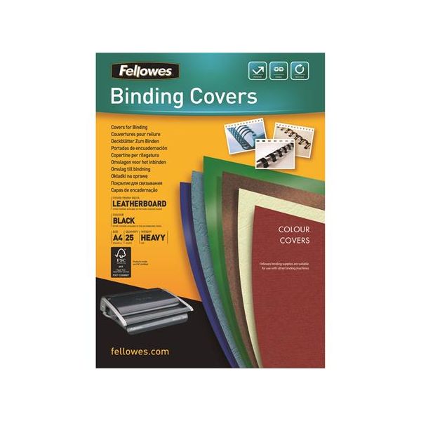 Zadný obal ku špirálovej väzbe, A4, 250 g, matný, FELLOWES "Delta", čierna, 25 ks