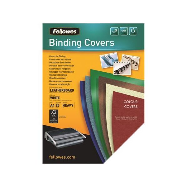 Zadný obal ku špirálovej väzbe, A4, 250 g, matný, FELLOWES "Delta", biela, 25 ks