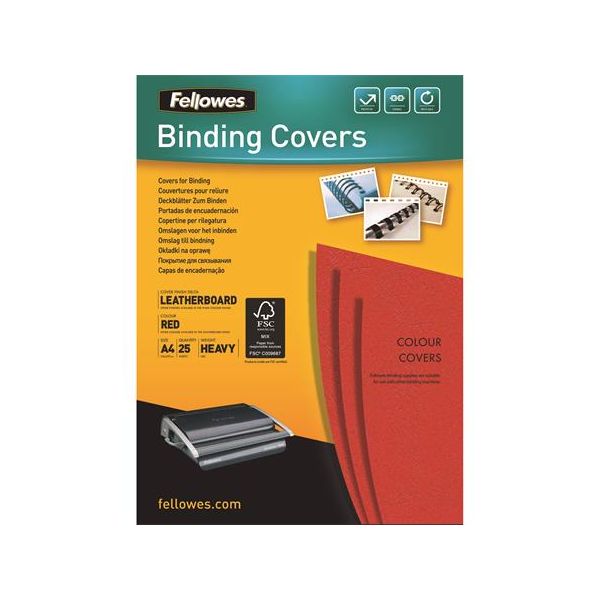 Zadná strana, A4, 250 g, matná, FELLOWES "Delta", červená, 25 ks