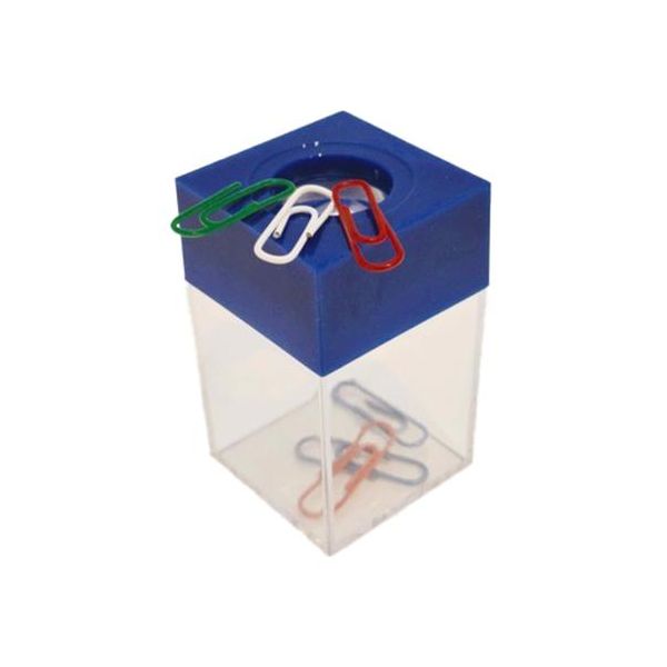 Držiak na sponky, magnetický, priehľadný-modrý