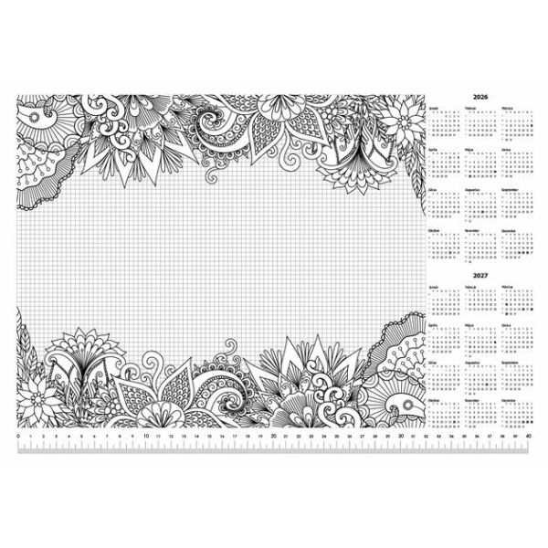 Podložka na stôl, A3, 410x297 mm, vyfarbiteľná, PANTA PLAST, "kvety"